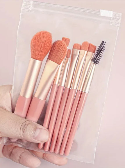KissICON Pink-A KissIcon Travel Makeup Brush Set 8Pcs with Bag