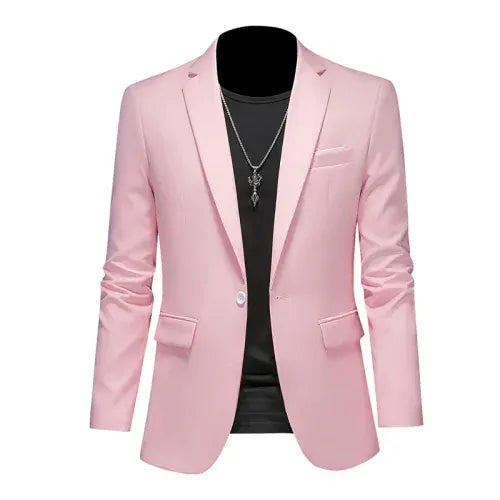 KissICON Pink / Asia M(165cm-50kg) Mens Slim Fit Casual Fashion Wedding Tuxedo Blazer