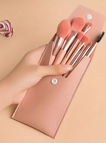 KissICON Pink-B KissIcon Travel Makeup Brush Set 8Pcs with Bag