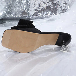 KissICON Pink Bowtie Decor High Heels Sandals for Women