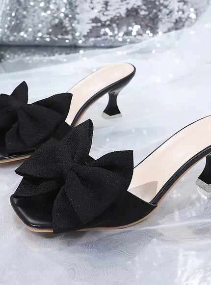 KissICON Pink Bowtie Decor High Heels Sandals for Women