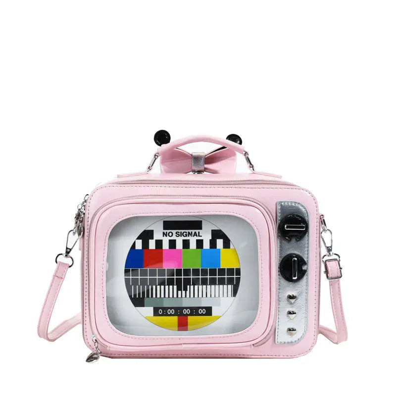 KissICON Pink Cartoon Cute Handbags Funny Tv Transparent Square