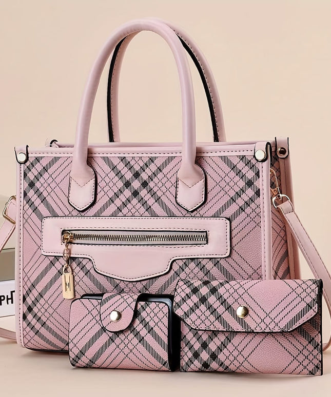 jkthpu-45 Pink Chic MultiPiece Trendy Womens Fashion Handbag Set