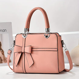jkthpu-45 Pink Chic Solid Bow Tote Versatile Everyday Elegance