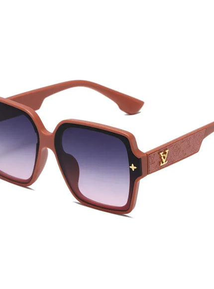 Dropshipman Pink / CHINA Square Frame Sunglasses – Women's UV Protection Large Frame All-Match