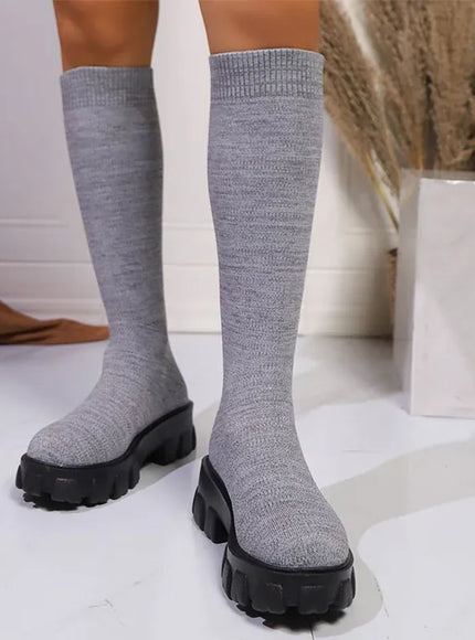KissICON Pink Chunky Platform Long Boots Women Trend Thick