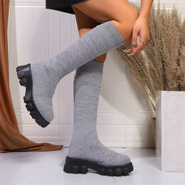 KissICON Pink Chunky Platform Long Boots Women Trend Thick