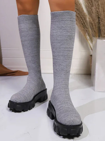 KissICON Pink Chunky Platform Long Boots Women Trend Thick