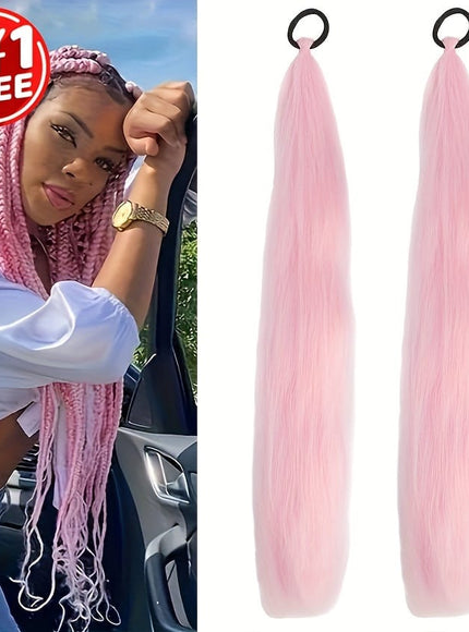 KissICON Pink Color / 26inch Kissicon Synthetic Straight Ponytail Elastic Tie
