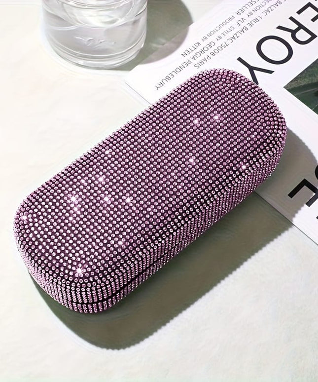 KissICON pink color Rhinestone Glasses Case – Portable Storage