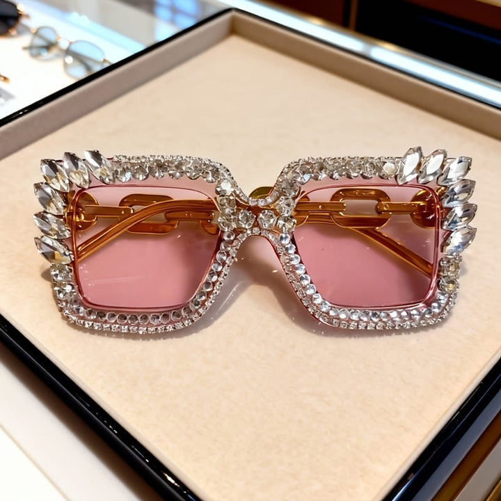 Sparkling Encrusted Square Glasses Party Date Photo Glam