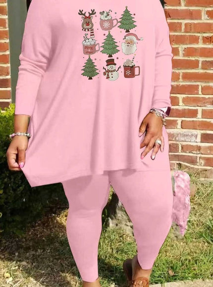 KissICON Pink Color / UK 16 Cozy Curve Christmas Fleece Pajama Set – 0x8x