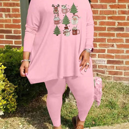 KissICON Pink Color / UK 16 Cozy Curve Christmas Fleece Pajama Set – 0x8x