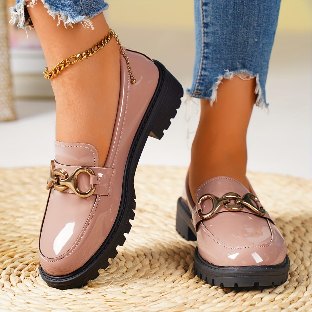 jkthpu-45 Pink Color / UK 3 WaterResistant British Penny Loafers AllSeason Casual Style