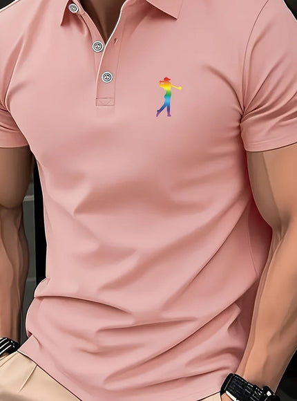KissICON pink color / UK 40 SpringSummer Mens Printed ShortSleeve Golf Shirt