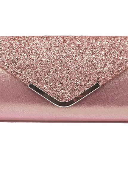 Dropshipman Pink Glitter Bling Envelope Clutch Bag – Shiny Party & Wedding Dinner Handbag