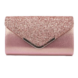 Dropshipman Pink Glitter Bling Envelope Clutch Bag – Shiny Party & Wedding Dinner Handbag