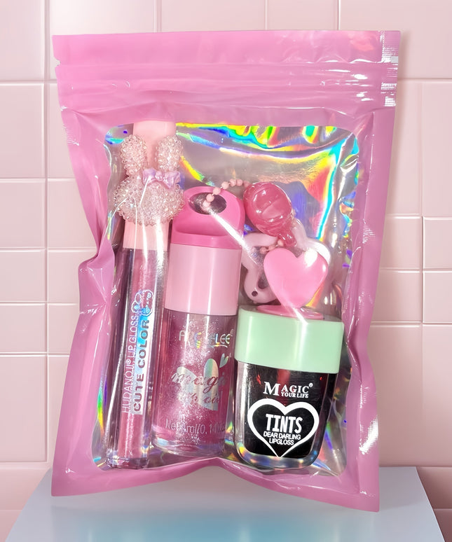 KissICON Pink+Green Hydrating Colorchanging Lip Gloss Honey Gift Set