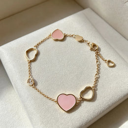 KissICON Pink Heart‑Shaped Jewellery Women's Necklace Bracelet Earrings S925 Silver Plating Rose Gold 5A Zircon High-End Exquisite Party Gift