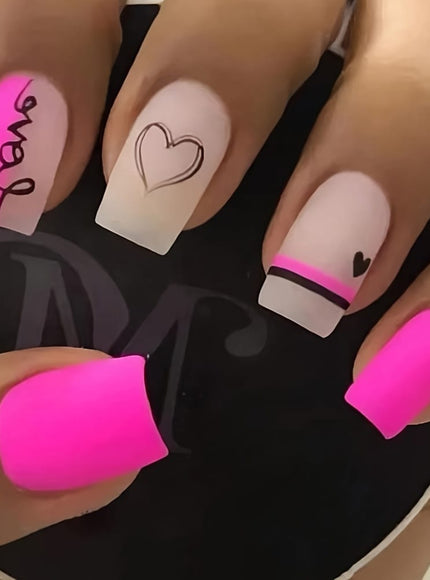 KissICON Pink Kiss Icon 24Pcs Almond Shape Red Press On