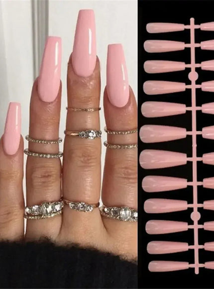 KissICON pink KissIcon 24Pcs Square False Nails Full Cover -