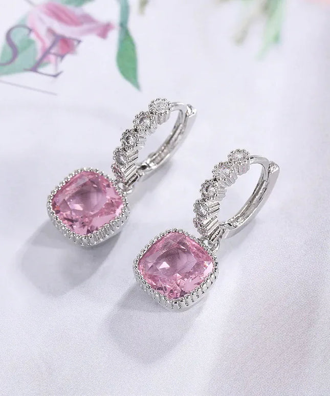 KissICON Pink KissIcon Multicolor Zircon Square Stud Earrings - Gift
