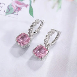 KissICON Pink KissIcon Multicolor Zircon Square Stud Earrings - Gift
