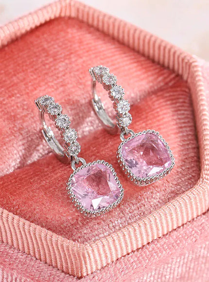 KissICON Pink KissIcon Multicolor Zircon Square Stud Earrings - Gift