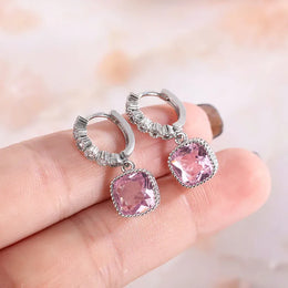 KissICON Pink KissIcon Multicolor Zircon Square Stud Earrings - Gift