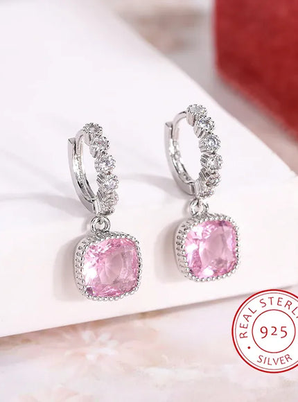 KissICON Pink KissIcon Multicolor Zircon Square Stud Earrings - Gift
