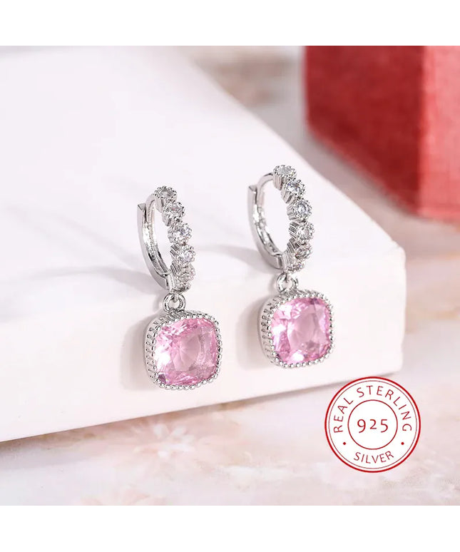 KissICON Pink KissIcon Multicolor Zircon Square Stud Earrings - Gift