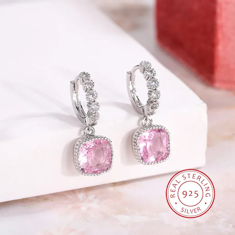 KissICON Pink KissIcon Multicolor Zircon Square Stud Earrings - Gift