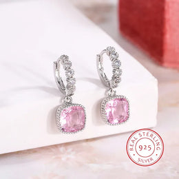 KissICON Pink KissIcon Multicolor Zircon Square Stud Earrings - Gift