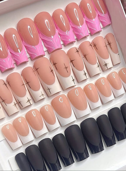 KissICON Pink KissIcon Pink French Nail Set - White Star