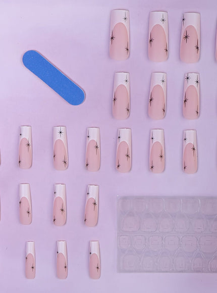 KissICON Pink KissIcon Pink French Nail Set - White Star