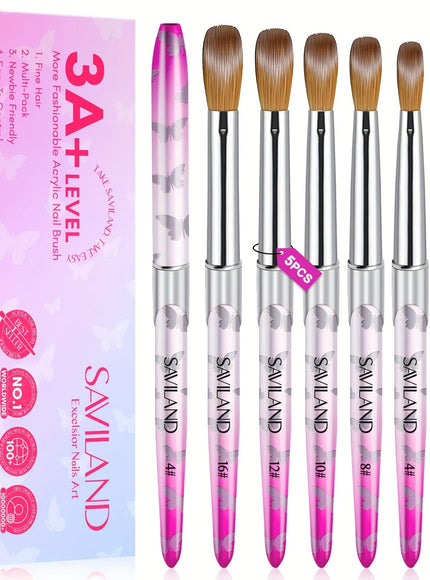 KissICON Pink KissIcon Saviland 5Pcs Acrylic Nail Brush Set -