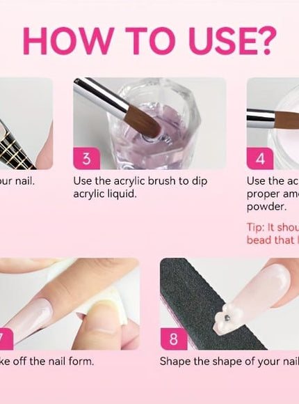 KissICON Pink KissIcon Saviland 5Pcs Acrylic Nail Brush Set -