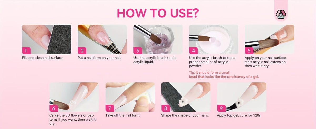 KissICON Pink KissIcon Saviland 5Pcs Acrylic Nail Brush Set -