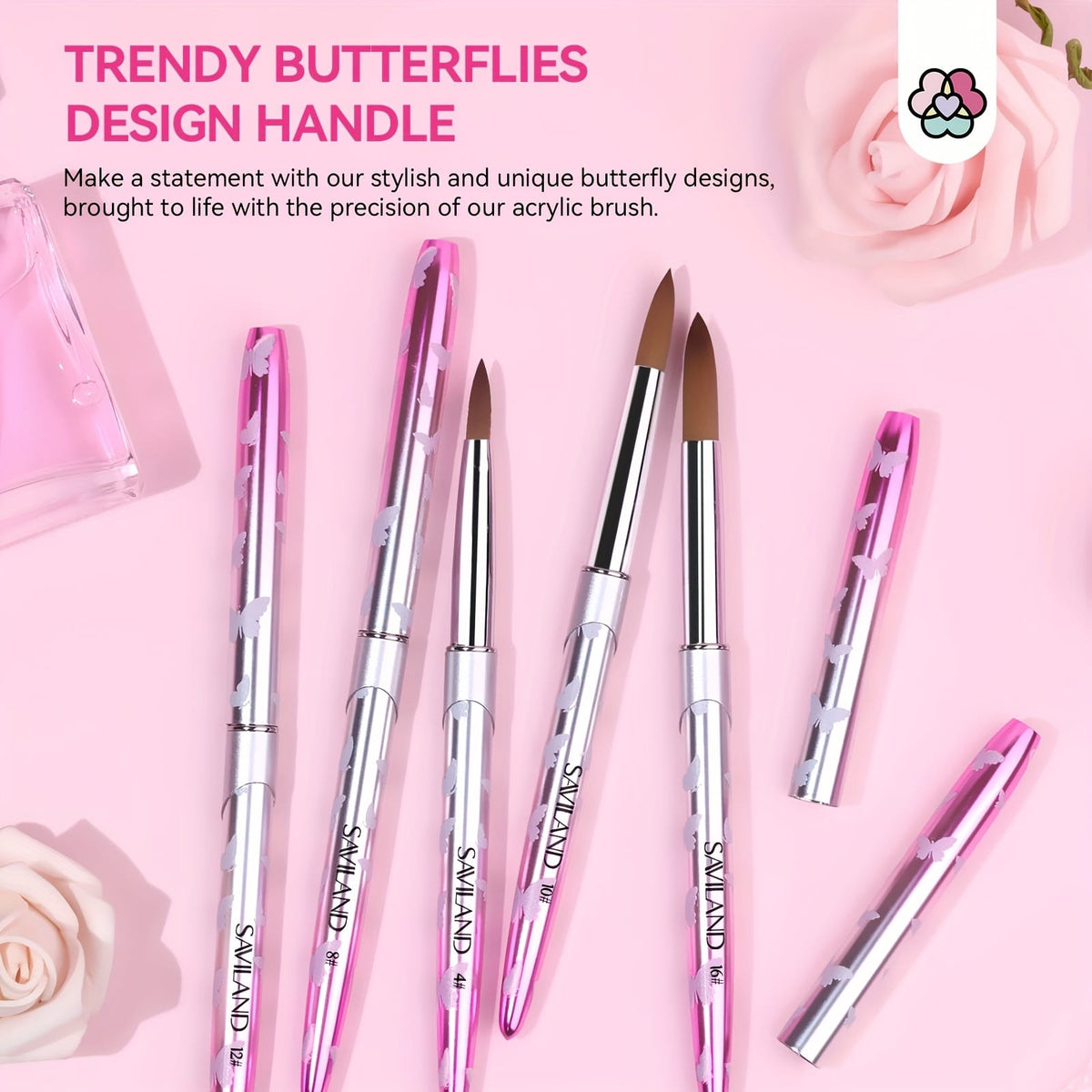 KissICON Pink KissIcon Saviland 5Pcs Acrylic Nail Brush Set -