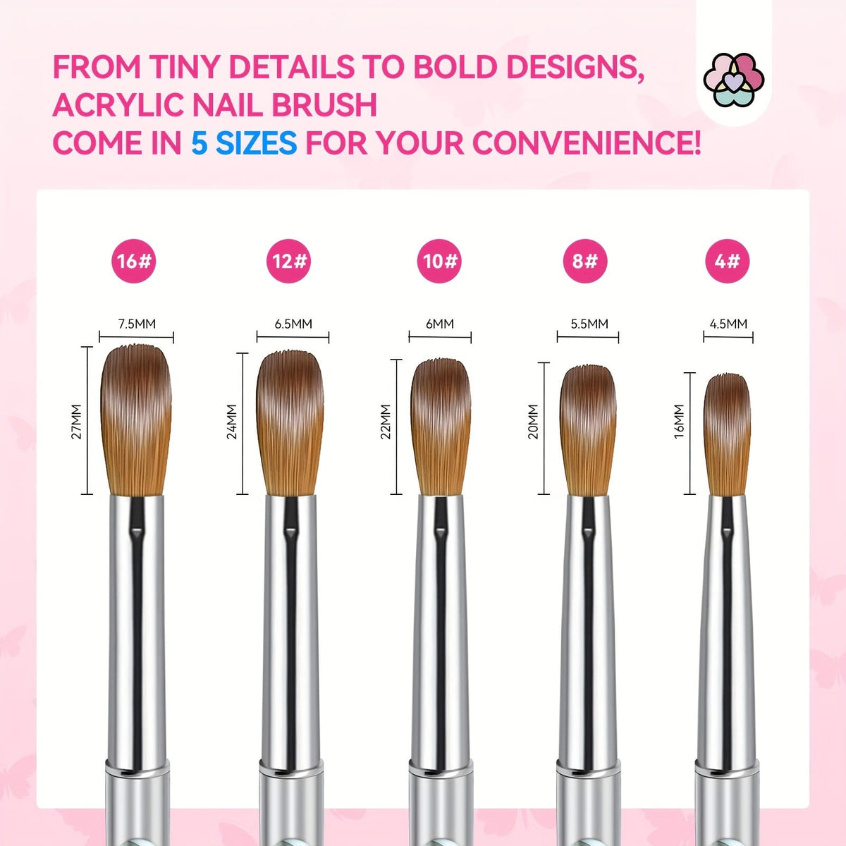 KissICON Pink KissIcon Saviland 5Pcs Acrylic Nail Brush Set -