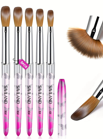 KissICON Pink KissIcon Saviland 5Pcs Acrylic Nail Brush Set -