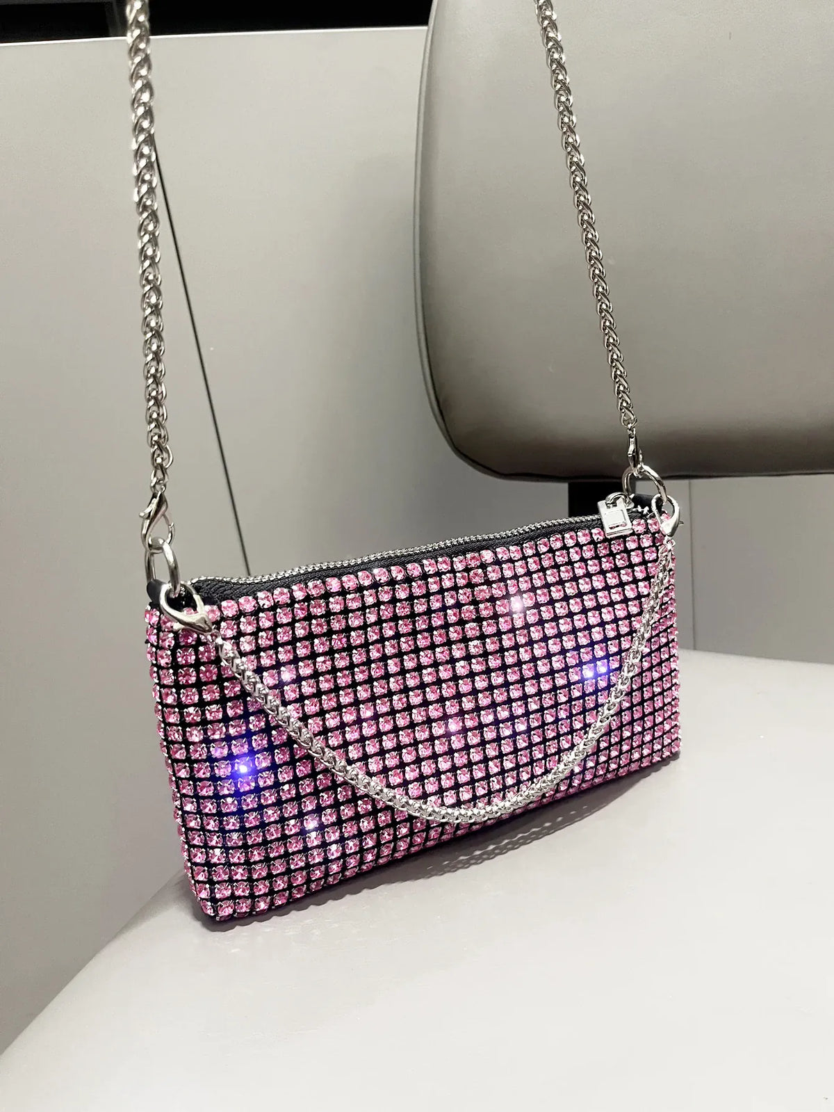 Dropshipman Pink Luxury Designer Rhinestones Clutch Purse Bag for women handle bag Shoulder Bag Purse