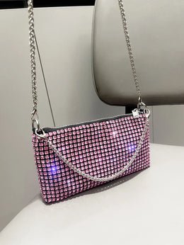 Dropshipman Pink Luxury Designer Rhinestones Clutch Purse Bag for women handle bag Shoulder Bag Purse