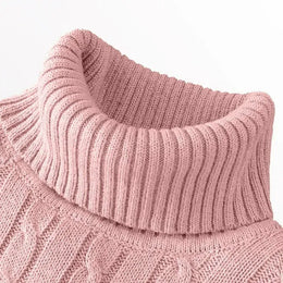 KissICON Pink / M Mens Slim Fit Turtleneck Heavyweight Knitted Pullover Sweater