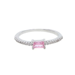 KissICON Pink / Platinum Plated / 7 Kissicon Birthstone Ring – Colorful Zirconia Gift
