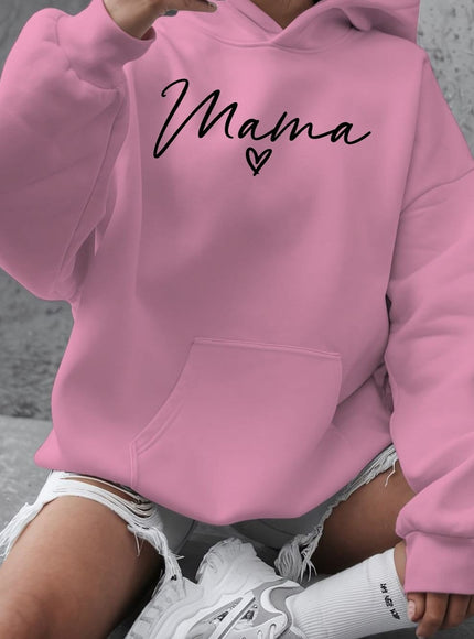 jkthpu-45 Pink Red Color / UK 16 Plus Size "Love for Mom" Hooded Sweatshirt -