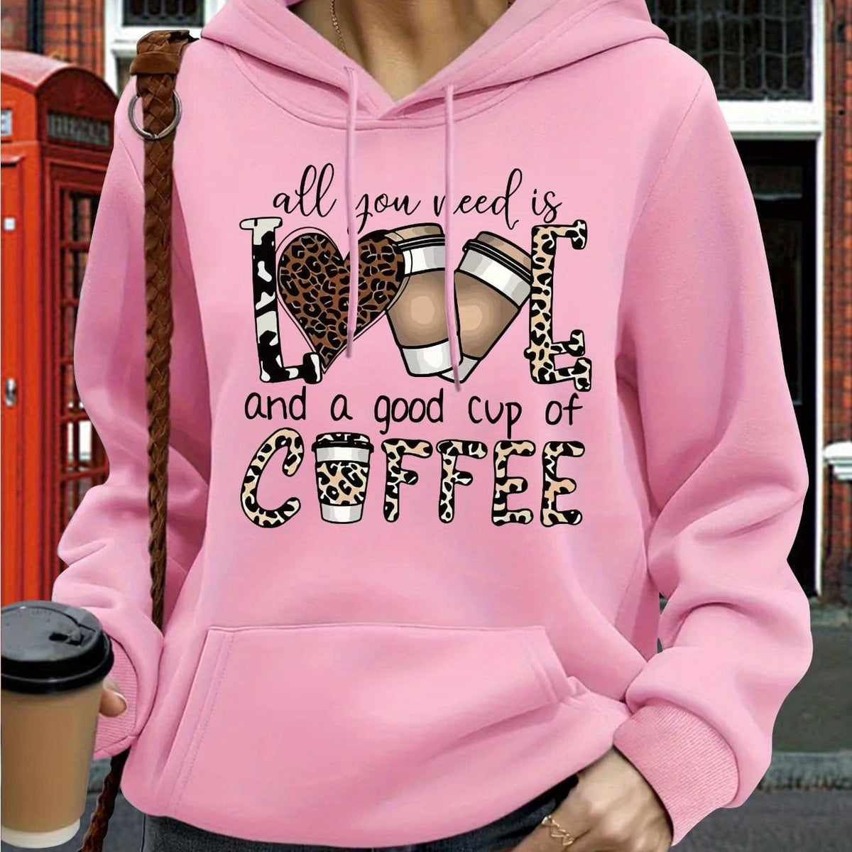 jkthpu-45 Pink Red Color / UK 16 Women'S Plus Size Hoodie with "All You Need
