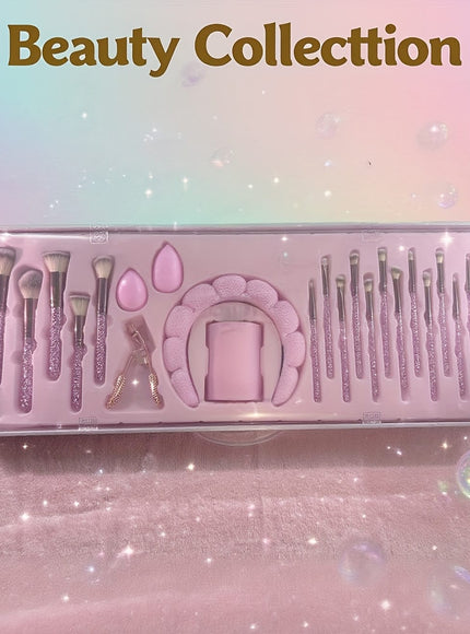 KissICON pink Rhinestone Makeup Brush Set – 23 Pro Tools
