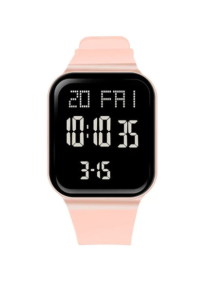 KissICON Pink Sport Digital Watch For Men Women Waterproof Alarm