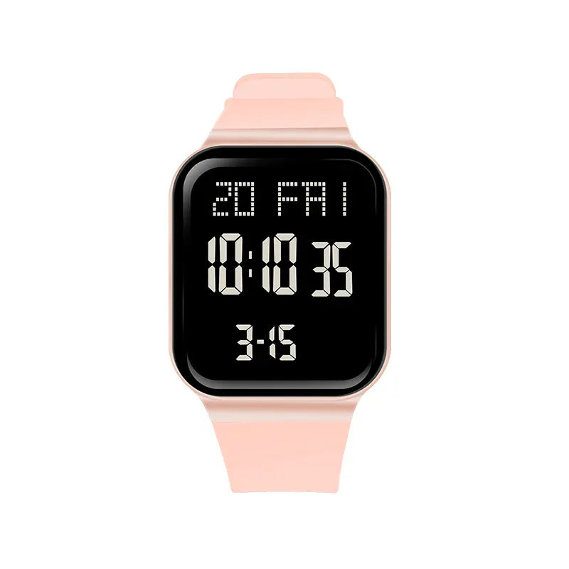 KissICON Pink Sport Digital Watch For Men Women Waterproof Alarm
